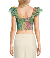 Evolutionary Floral Print Square Neck Top