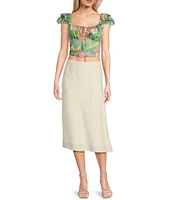 Evolutionary Floral Print Square Neck Top