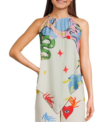 Evolutionary Coordinating Halter Neck Sleeveless Halter Scarf Top