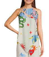 Evolutionary Coordinating Halter Neck Sleeveless Halter Scarf Top