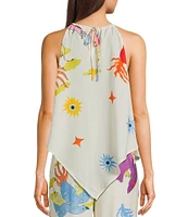 Evolutionary Coordinating Halter Neck Sleeveless Halter Scarf Top