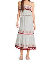 Evolutionary Linen Smock Strap Tie Printed Top