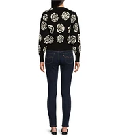 Evolutionary Long Sleeve Crewneck Rose Jacquard Printed Sweater