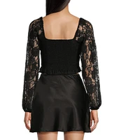 Evolutionary Long Sleeve Printed Lace Corset Top