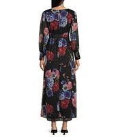 Evolutionary Long Sleeve V-Neck Floral Print Maxi Dress