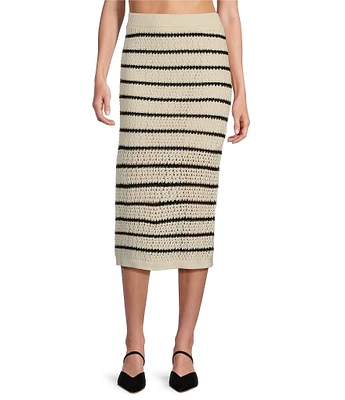 Evolutionary Mid Rise Coordinating Stripe Sweater Skirt