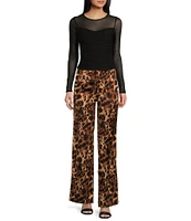 Evolutionary Mid Rise Leopard Printed Satin Pants