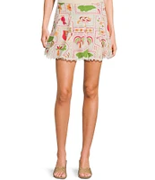 Evolutionary Printed Mid Rise Pleated Pull-On Skirt