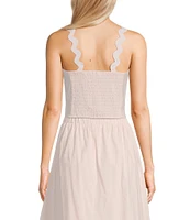 Evolutionary Ric Rac Spaghetti Strap Cropped Coordinating Tank Top