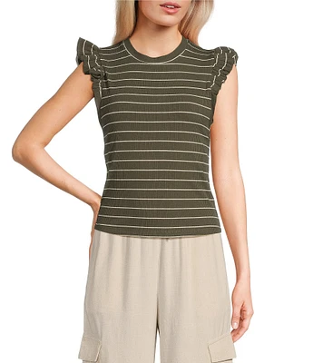 Evolutionary Ruffle Short Sleeve Knit Top