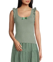 Evolutionary Scoop Neck Flutter Sleeve Knit Top