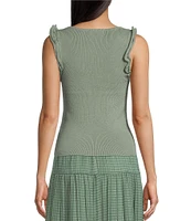 Evolutionary Scoop Neck Flutter Sleeve Knit Top