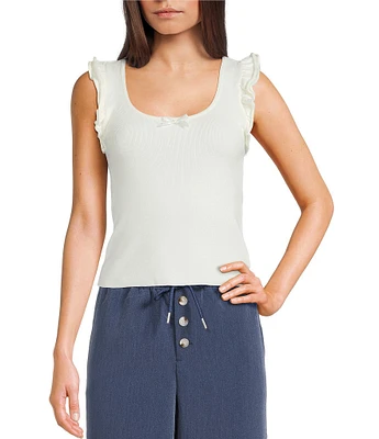 Evolutionary Scoop Neck Flutter Sleeve Knit Top