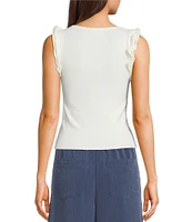 Evolutionary Scoop Neck Flutter Sleeve Knit Top
