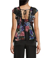 Evolutionary Short Sleeve V-Neck Floral Lace Top