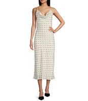 Evolutionary Sleeveless Cowl Neck Printed Polka Slip Dress