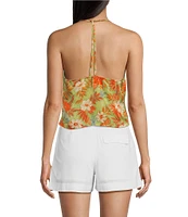 Evolutionary Sleeveless Flower Print Hanky Halter Top