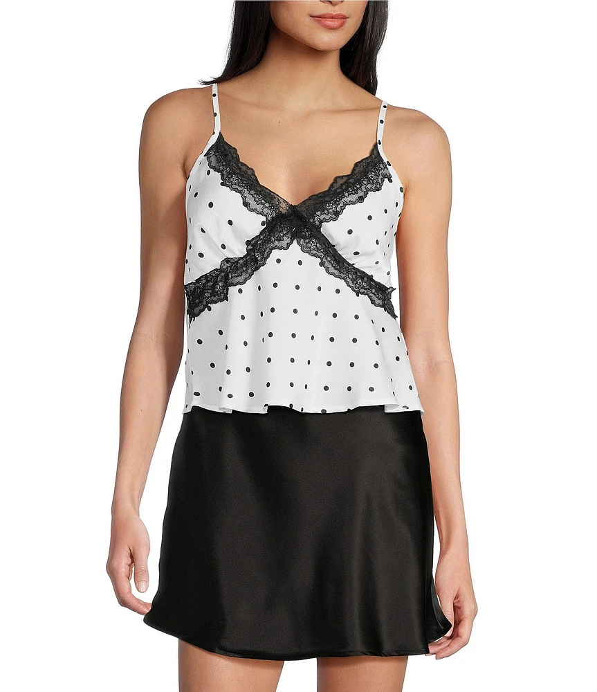 Evolutionary Sleeveless V-Neck Polka Lace Cami Top