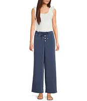 Evolutionary Solid Pull-On Mid Rise Wide Leg Pants