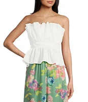 Evolutionary Strapless Peplum Embroidered Top