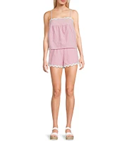 Evolutionary Striped Ricrac Trim Mid Rise Pull-On Shorts
