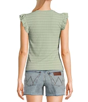 Evolutionary Striped Ruffle Short Sleeve Top