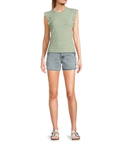 Evolutionary Striped Ruffle Short Sleeve Top