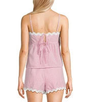 Evolutionary Striped Square Neck Ricrac Trim Coordinating Tank Top