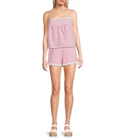 Evolutionary Striped Square Neck Ricrac Trim Coordinating Tank Top