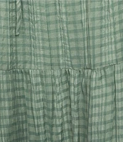 Evolutionary Textured Plaid Ruffled Coordinating Midi Skirt