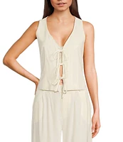 Evolutionary V-Neck Sleeveless Front Tie Coordinating Top