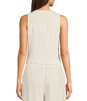 Evolutionary V-Neck Sleeveless Front Tie Coordinating Top
