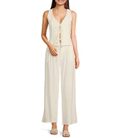 Evolutionary V-Neck Sleeveless Front Tie Coordinating Top