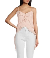 Evolutionary V-Neck Spaghetti Strap Ruffled Top
