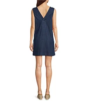 Faherty Azure Woven V-Neck Sleeveless A Line Mini Dress