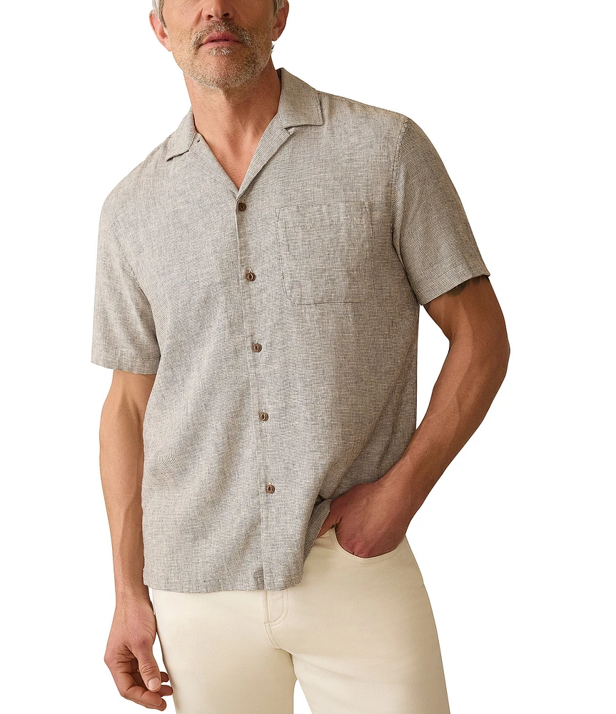 Faherty Breeze Short Sleeve Striped Woven Camp Shirt