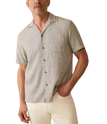 Faherty Breeze Short Sleeve Striped Woven Camp Shirt