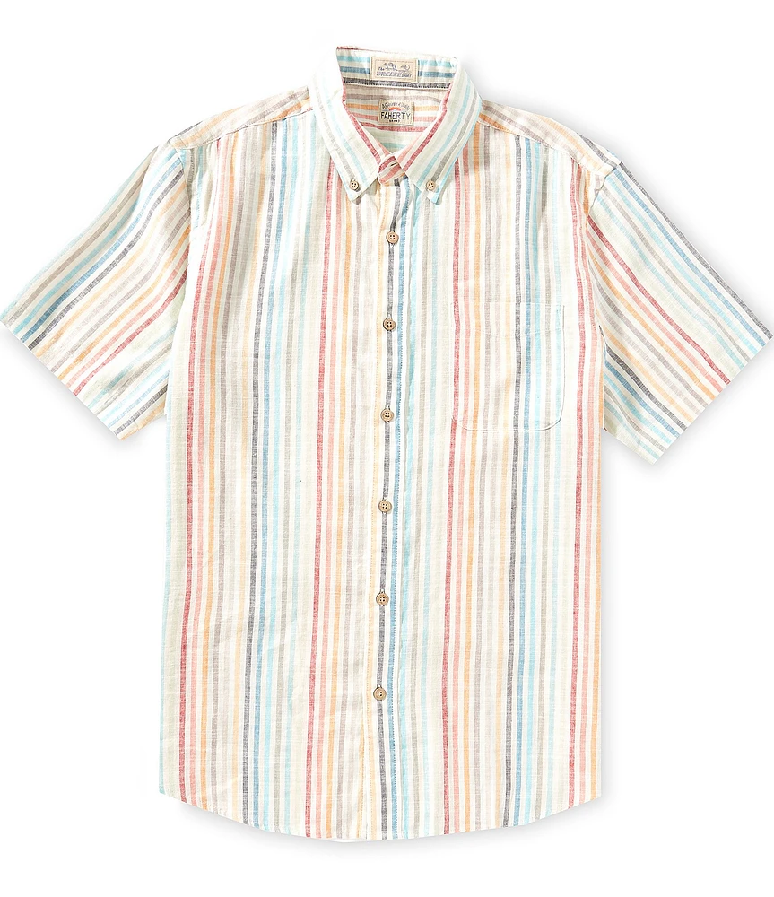 Faherty Breeze Stripe Short Sleeve Woven Shirt