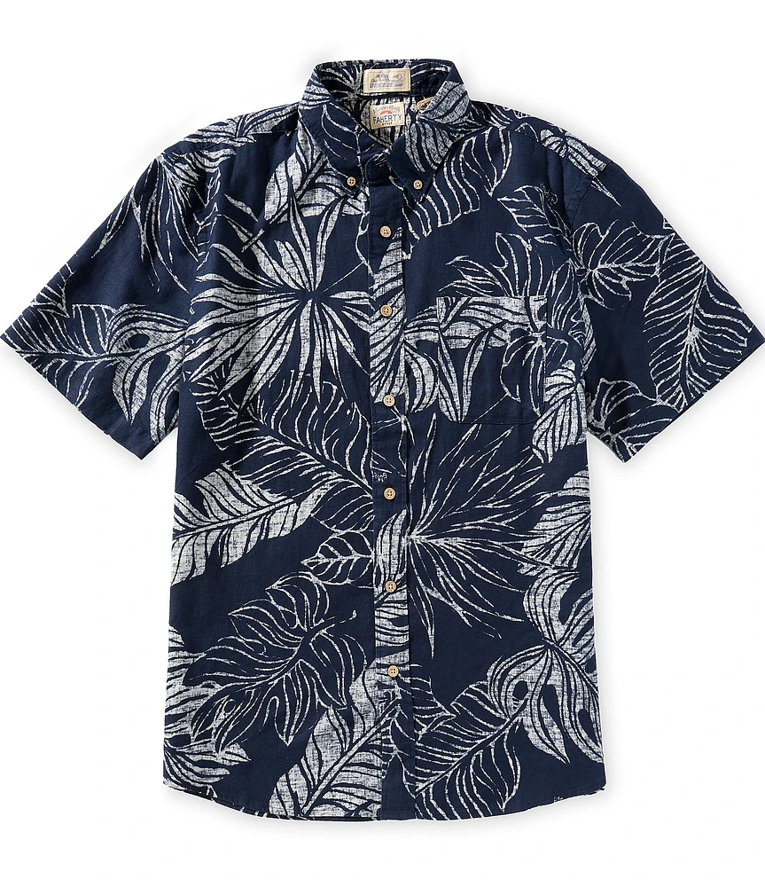 Faherty Breeze Tropical Print Short Sleeve Woven Shirt