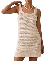 Faherty Crochet Knit Scoop Neck Sleeveless Mini Dress