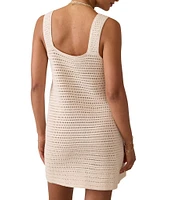 Faherty Crochet Knit Scoop Neck Sleeveless Mini Dress