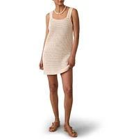 Faherty Crochet Knit Scoop Neck Sleeveless Mini Dress