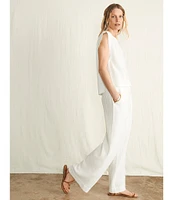 Faherty Dream Cotton Gauze Wide Leg Pants