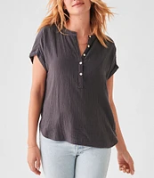 Faherty Dream Cotton Gauze Short Sleeve Desmond Top