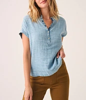 Faherty Dream Cotton Gauze Short Sleeve Desmond Top