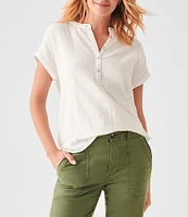 Faherty Dream Cotton Gauze Short Sleeve Desmond Top