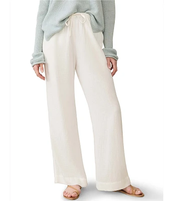 Faherty Dune Organic Cotton Gauze Drawstring Woven Mid Rise Palazzo Pants