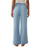 Faherty Dune Organic Cotton Gauze Drawstring Woven Mid Rise Palazzo Pants