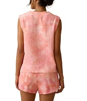 Faherty Dune Organic Cotton Gauze Tie-Dye V-Neck Sleeveless Coordinating Blouse