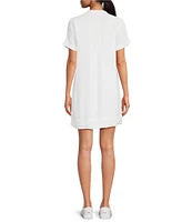 Faherty Gemina Short Sleeve Crew Neck Linen Blend Dress